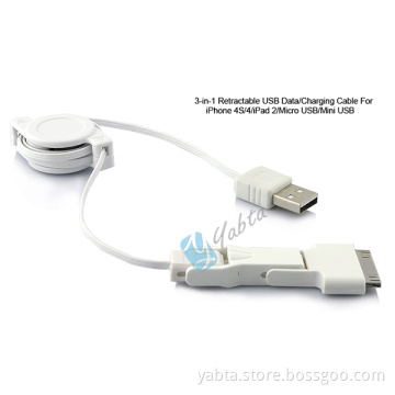 For Iphone 5 Iphone 4 Micro USB Retractable Multi-Function USB Charger Cable